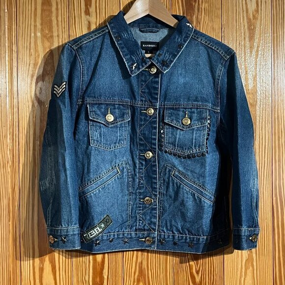 Jackets & Blazers - Ranbeeri Embellished Novelty Cropped 3/4 Sleeve Denim Jean Jacket